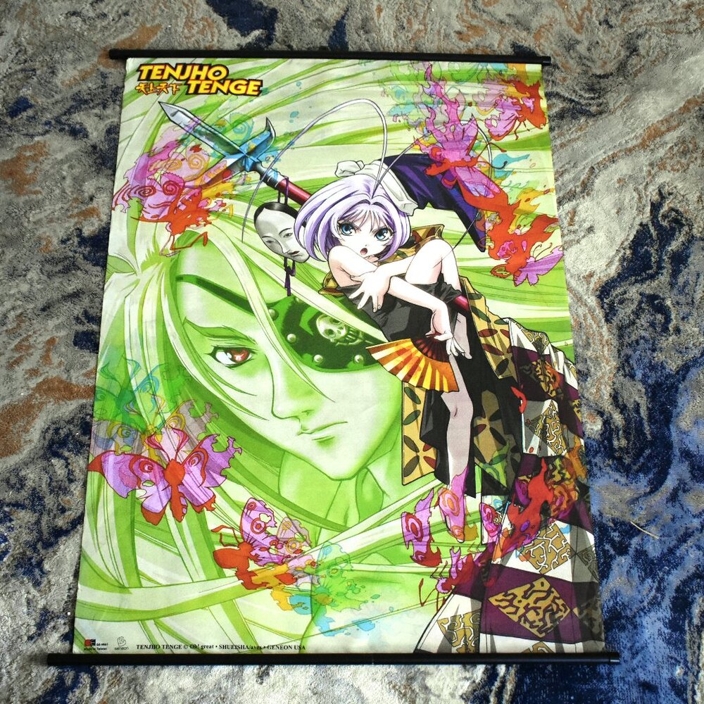 RARE VINTAGE ANIME TENJHO TENGE fabric wall scroll POSTER ART 2000's 44"X31"